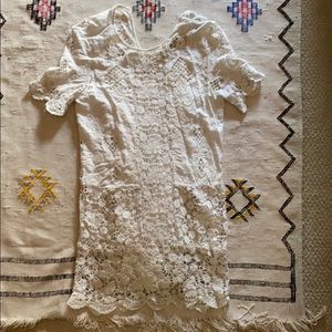 Zara white lace shift dress